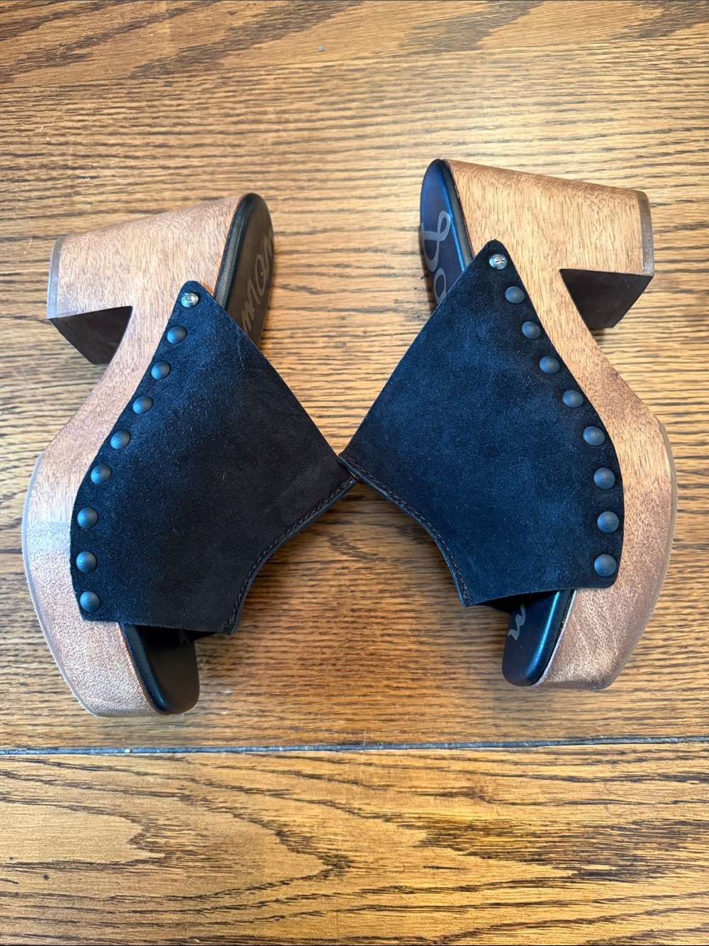 Sam Edelman Josselyn Black Suede Wooden Clog Mule Sandals Size 6 - Picture 5 of 12